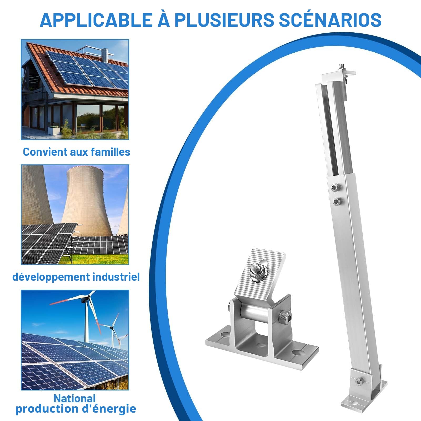 Royouzi Support Panneau Solaire, Support Panneau Solaire Sol en Aluminium | Angle Ajustable 15°- 30° (2)