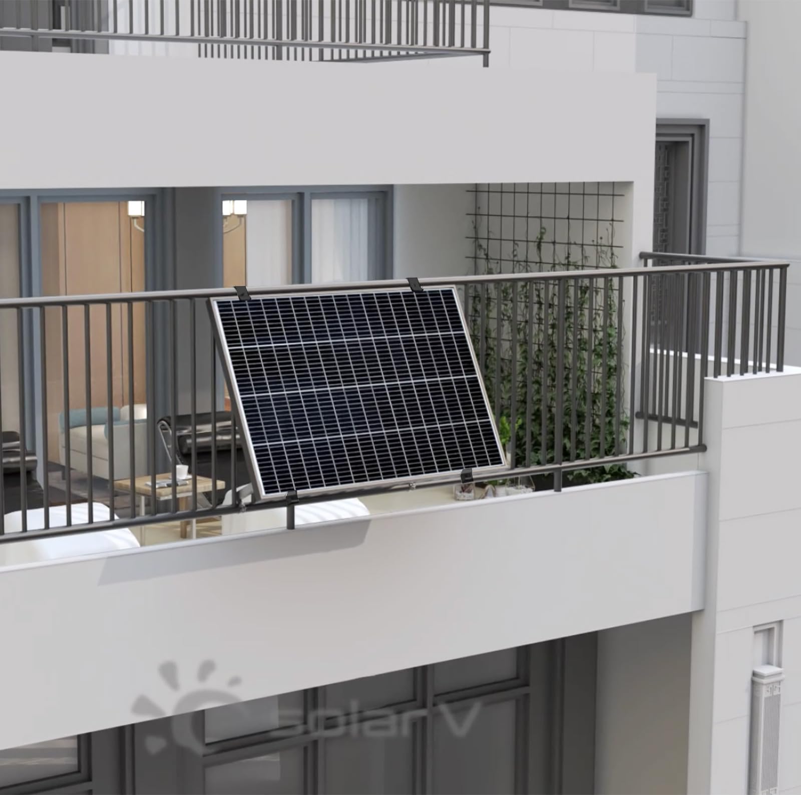 enjoy solar Powerway® Aluminium verstellbare PV-Halterung für Balkonkraftwerk (schwarz)