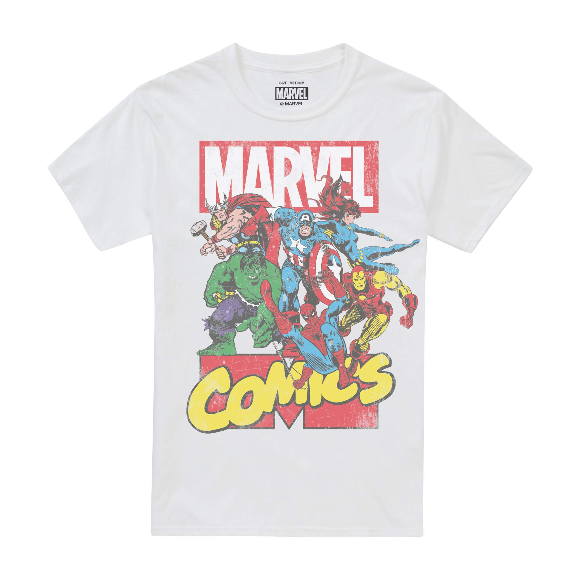 Marvel Men's Call Out T Shirt, White (White White), S UK