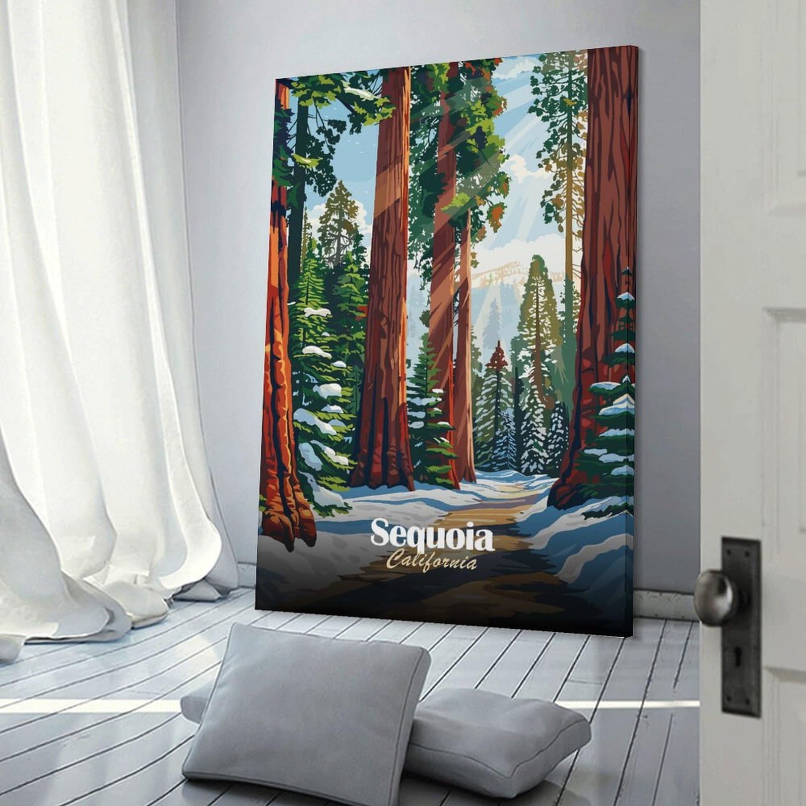 Junmoney Sequoia National Park California Canvas Wall Art, 16x24inch(40x60cm), for Bedroom Decor, Cosy Corners Or Studios, Stylish Decor for A Restful Room Update