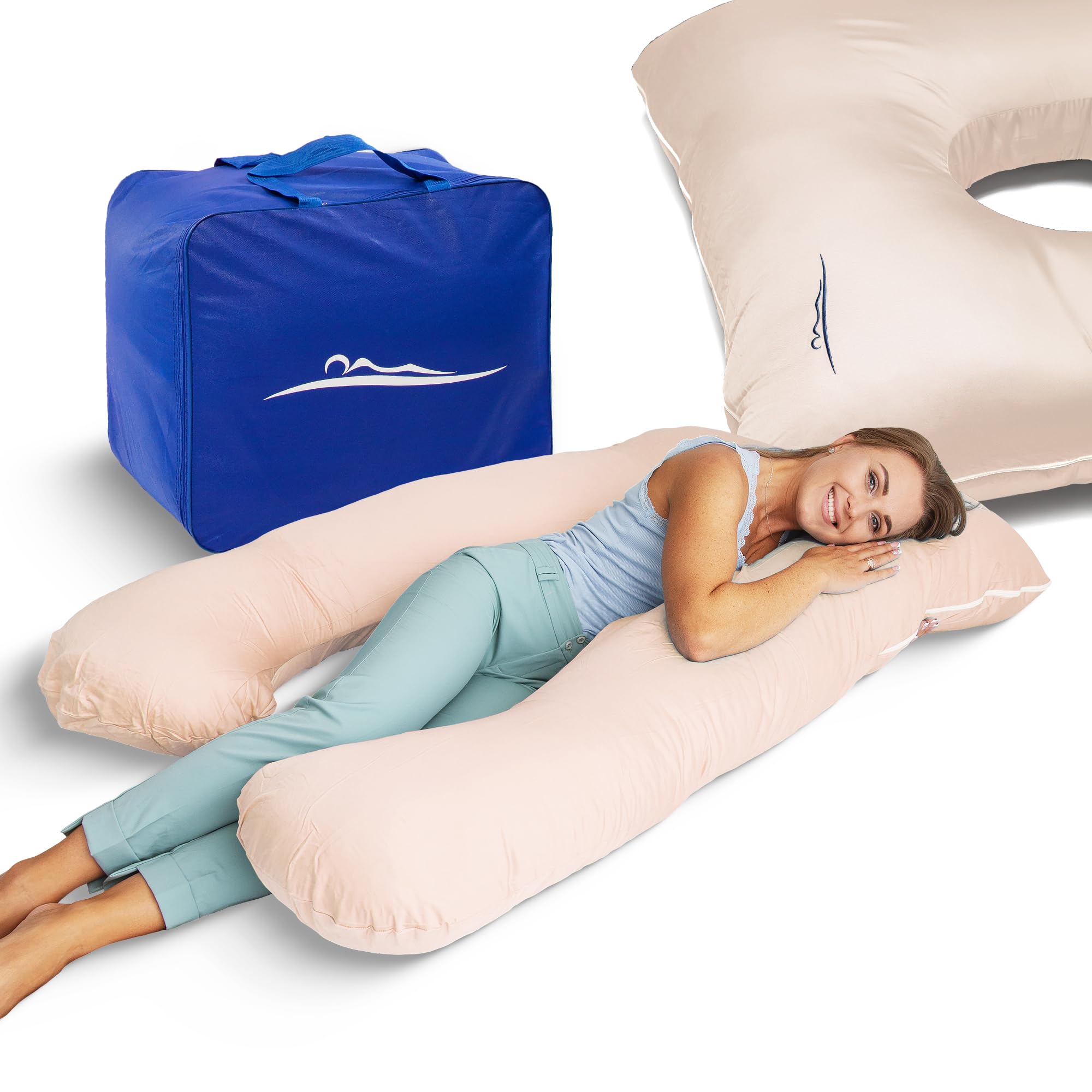 MKS poduszka do spania na boku z poszewką | poduszka komfortowa (100 x 150 cm) | poduszka do spania | poduszka do spania w kształcie litery U | Ergonomiczna, wysokiej jakości, chłodząca poduszka do