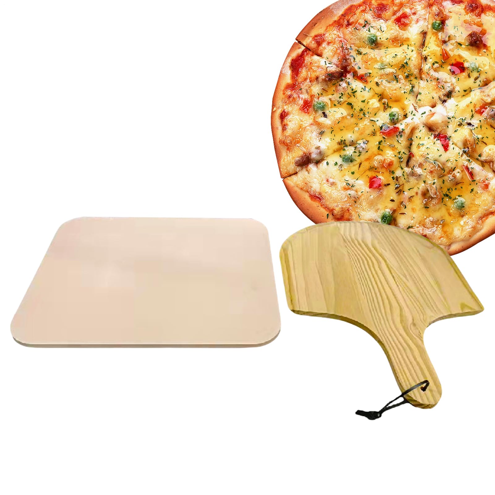 Quadratischer Pizzastein aus Cordierit: kompatibel mit Elektroöfen und | Grills, Backzubehör für Pizza, Brot und Haushaltskuchen, 38 x 30 cm, hitzebeständiges Design reduziert Ho