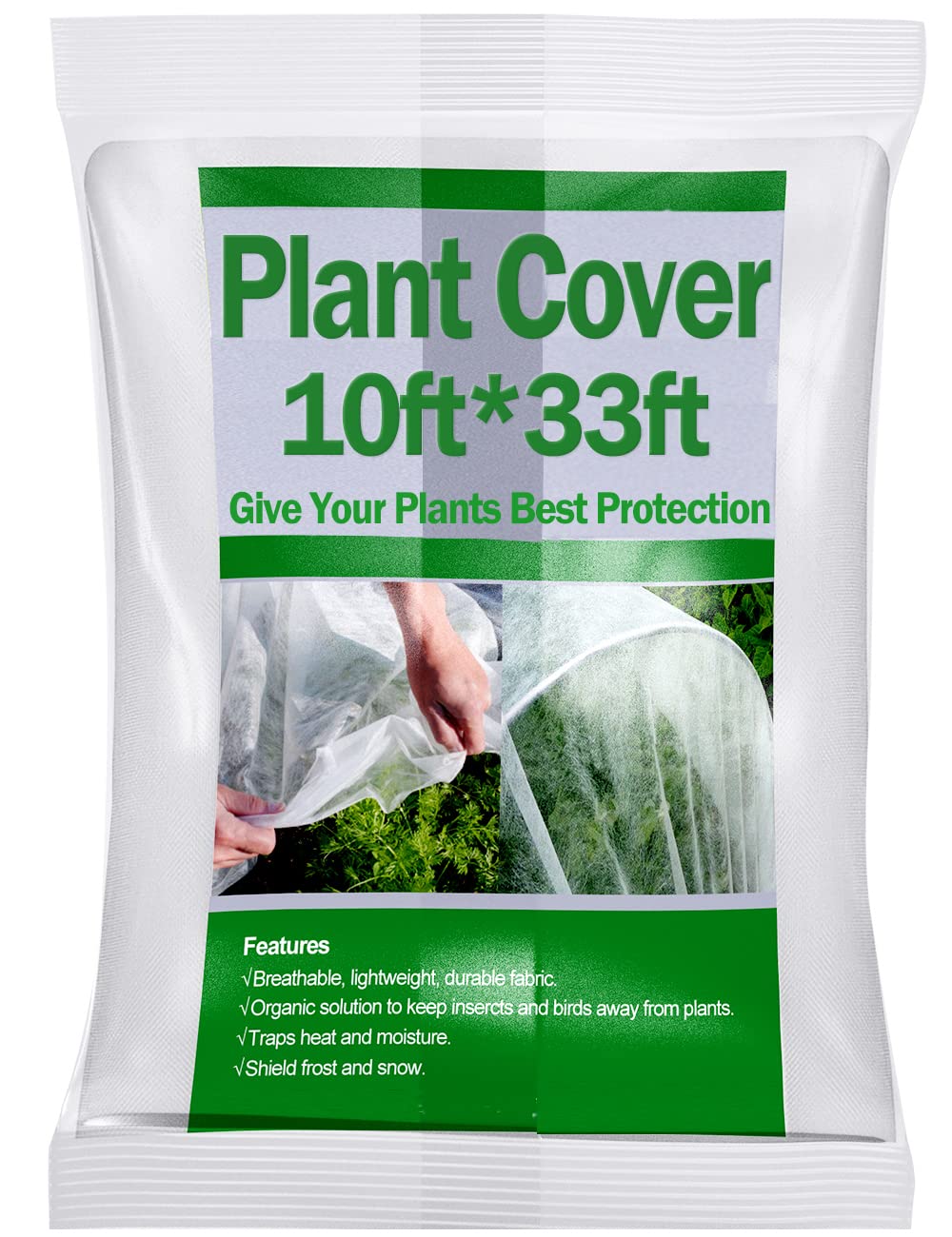 Wohohoho Plant Cover Freeze Protection 10FT x 33FT, 1.1oz/yd² Floating Row Cover, Fabric Plant Cover for Winter Frost, Anti-UV, Reusable Garden Plant Blanket for Vegetable Fruits Protection