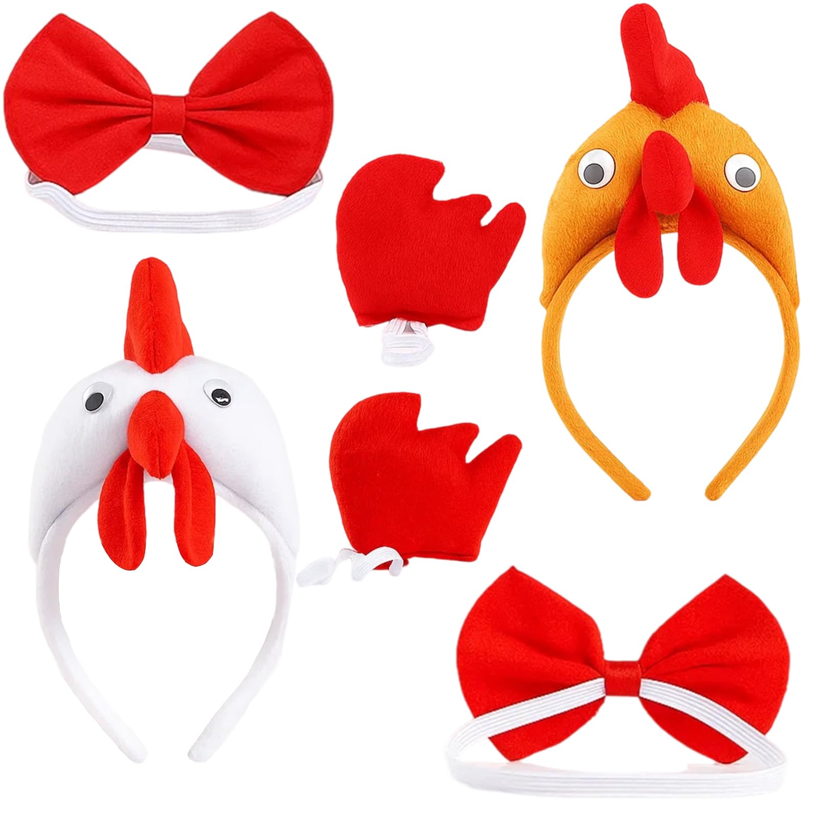 ZeBQrphio 6 Pcs Chicken Costume, Chicken Hat and Outfit for Cosplay Party Halloween,Themed Party and School Drama