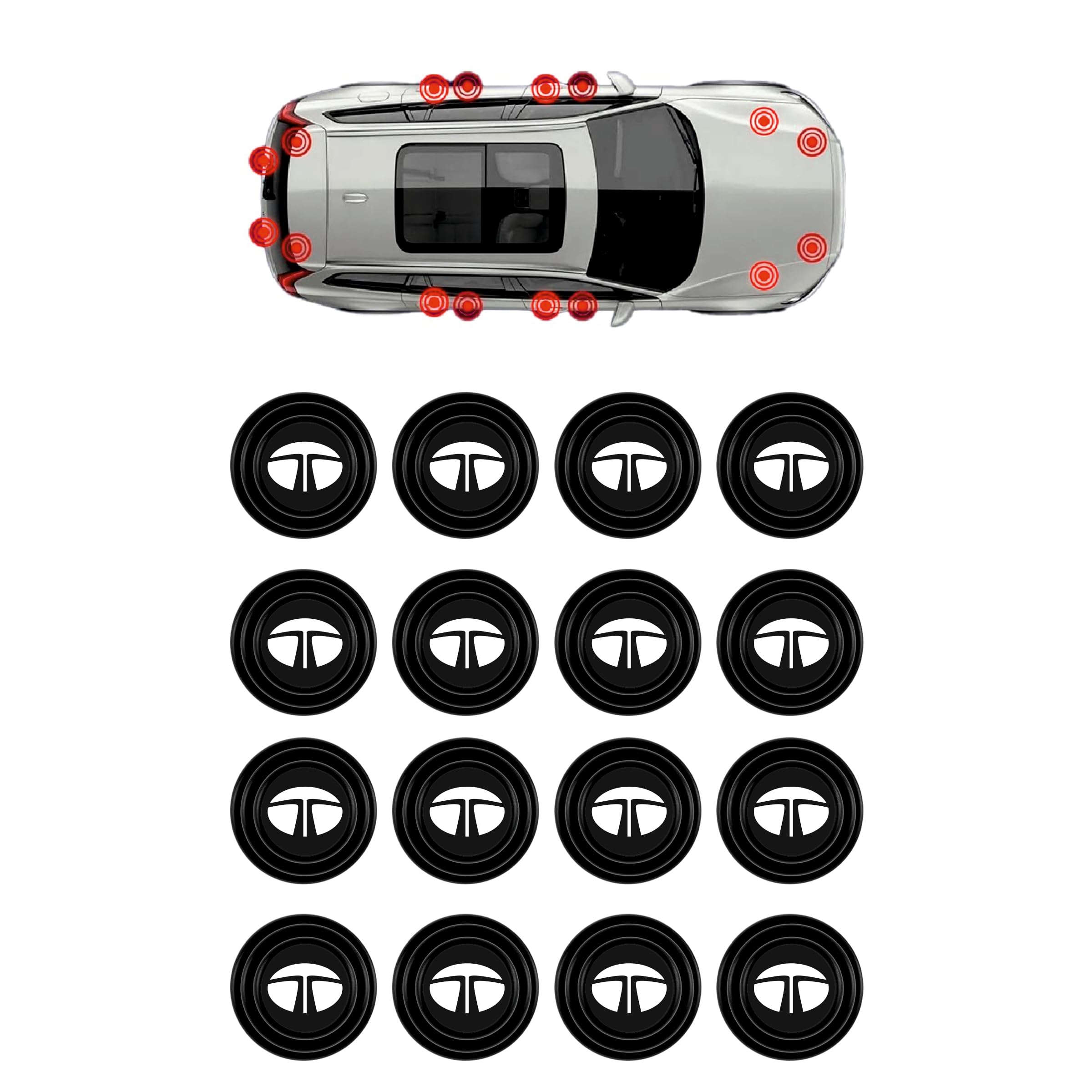 Kelenate® 16 Pcs Rubber Shock Absorber for Car Door Protection Guard Accessories, Durable Pads and Protectors Compatible for Nexon, Punch, Harrier, Safari, Altroz, Tiago, Tigor, Curvv, Zest, Ev