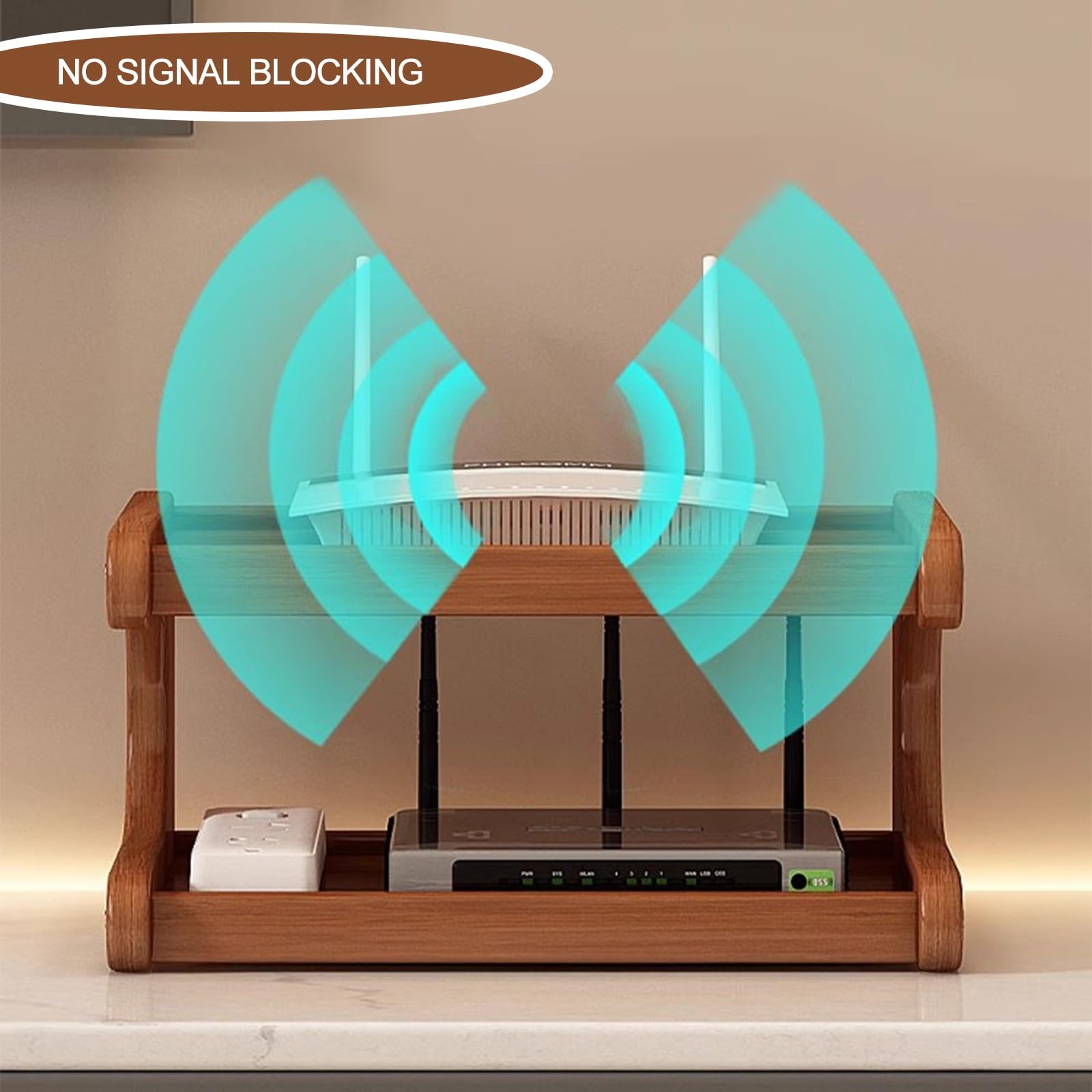 Cache et support de routeur WiFi – Élégant support de bureau mural à 2 couches pour la maison et le bureau, dissimulez et nifiez votre routeur 30 cm, solution peu encombrante