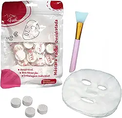 30un Máscara Descartável Desidratada e Pincel Limpeza Facial