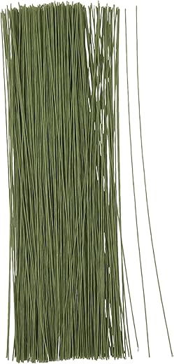 Juvale 300 Piece Wrapped 18 Gauge Floral Wire Stems for Bouquets, Flower Arrangements and DIY Crafts, Green, 16 Inches