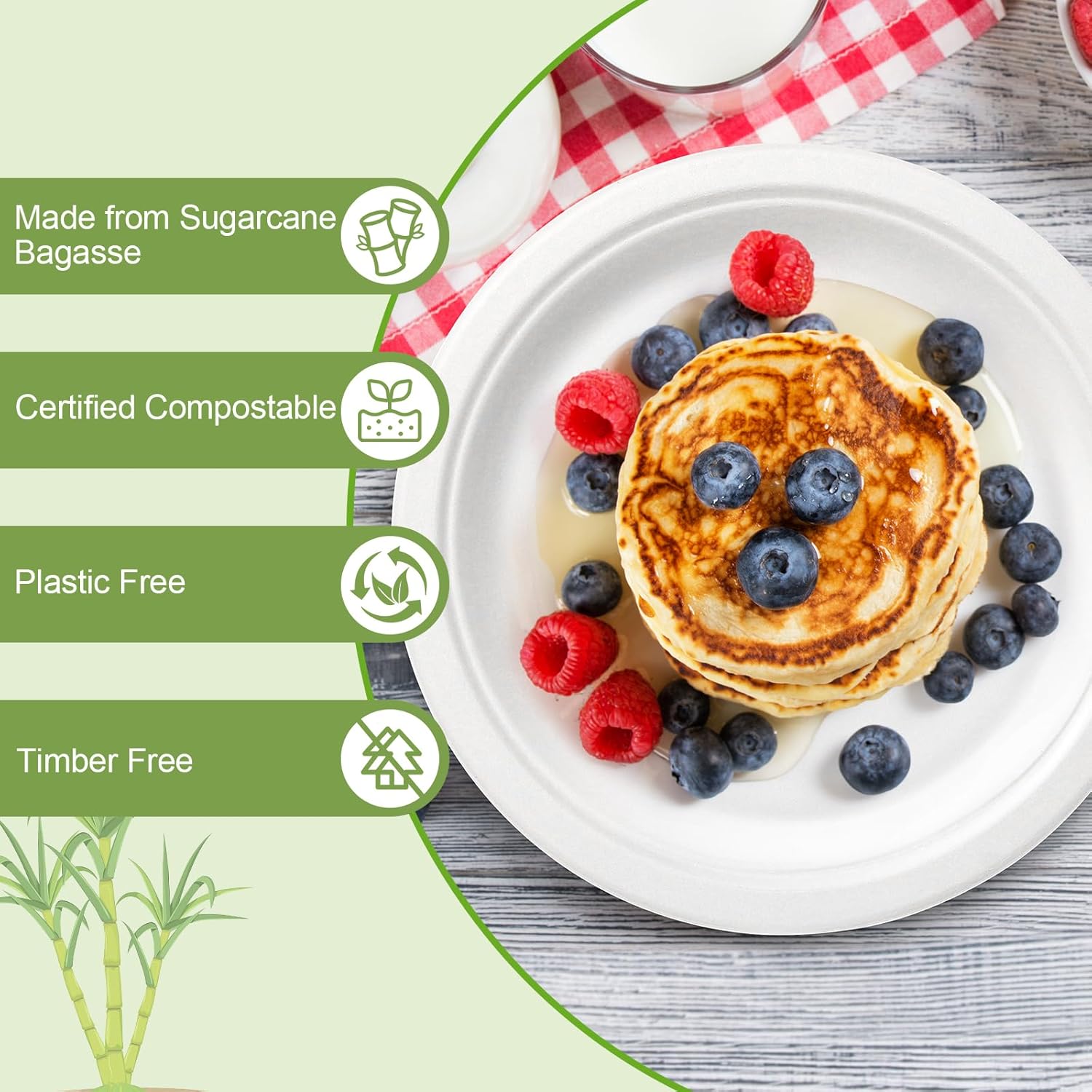 Disposable Paper Plates 10 Inch Bulk [125 Pack - White ] Heavy Duty Eco Friendly Compostable Dinner Plates, Biodegradable Sturdy Paper Plates Large, Microwave-Safe