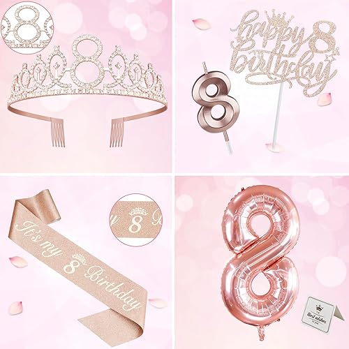 Miniatura 401 de Decoraciones de cumpleaños número 17 para niña, incluyendo tiara y banda de cumpleaños de 17, decoración para pastel y velas, globos de números