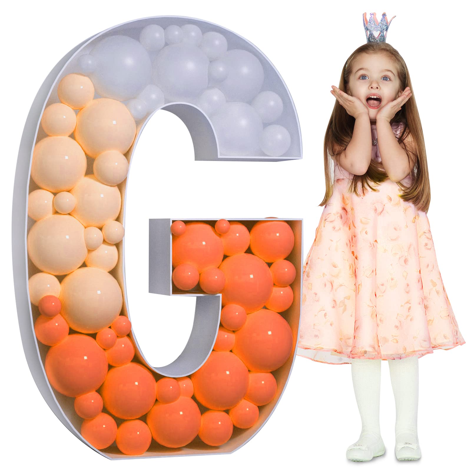 Photo 1 of Mosaic Letters for Balloons, 3FT Mosaic Balloon Frame, Large Marquee Light up Letters for Party Decor, Party Backdrop Cardboard Letters for Birthday Engagement Decoration, Balloon Arch Kit Letter G