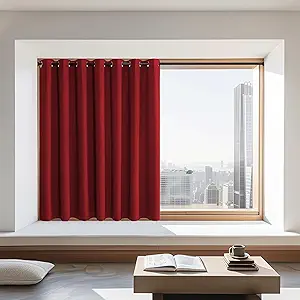 NICETOWN Blackout Curtain 72 inches Long, Grommet Privacy Window Treatment Thermal Insulated Room Darkening Sliding Glass Door Drape for Bedroom, 1 Panel, W100 x L72, Burgundy Red