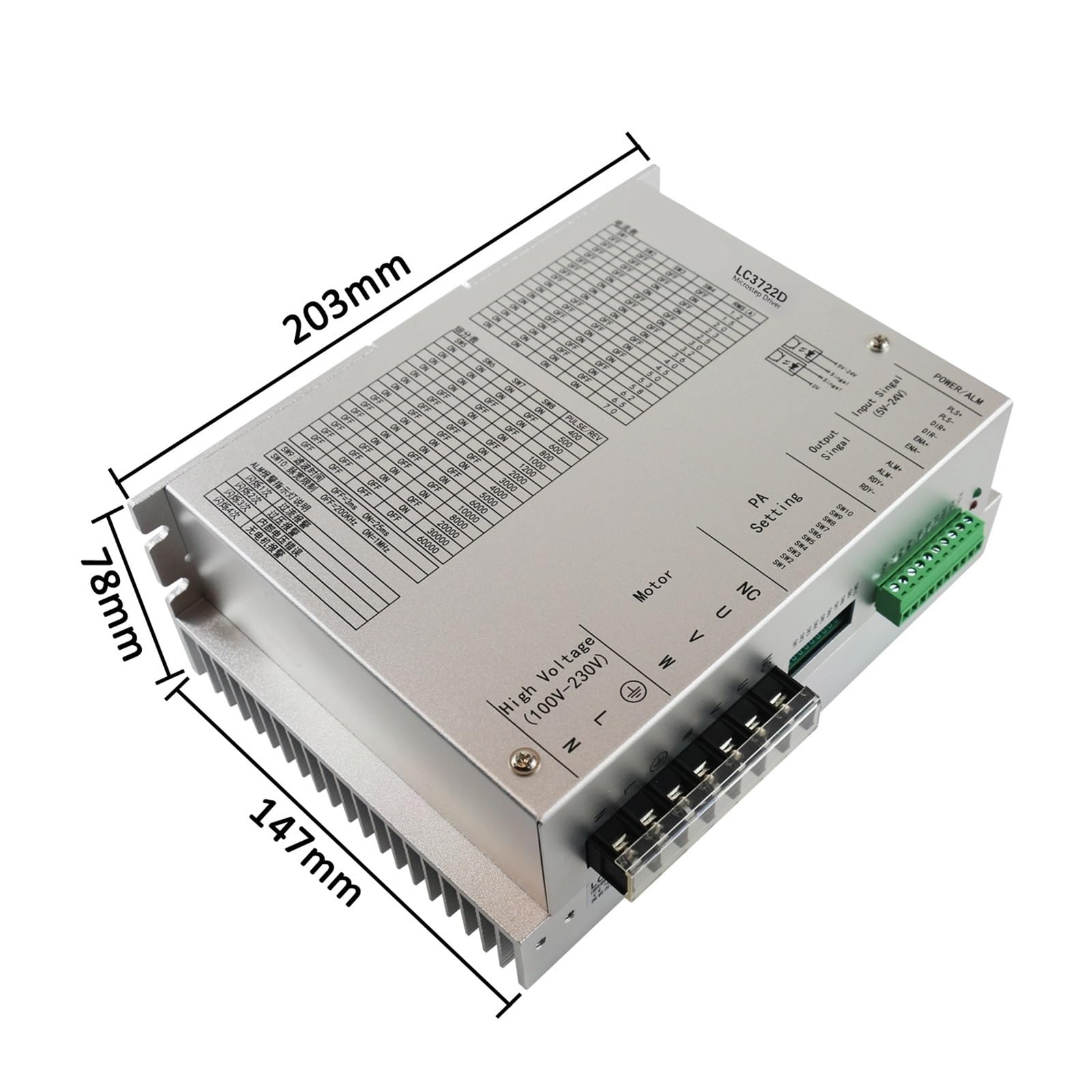 3-fazowy sterownik krokowy Nema42 Openloop AC110V ~ 280 V 7 A 400 ~ 60000 ppr AC silniki z otwartą pętlą sterowniki do robota przemysłowego