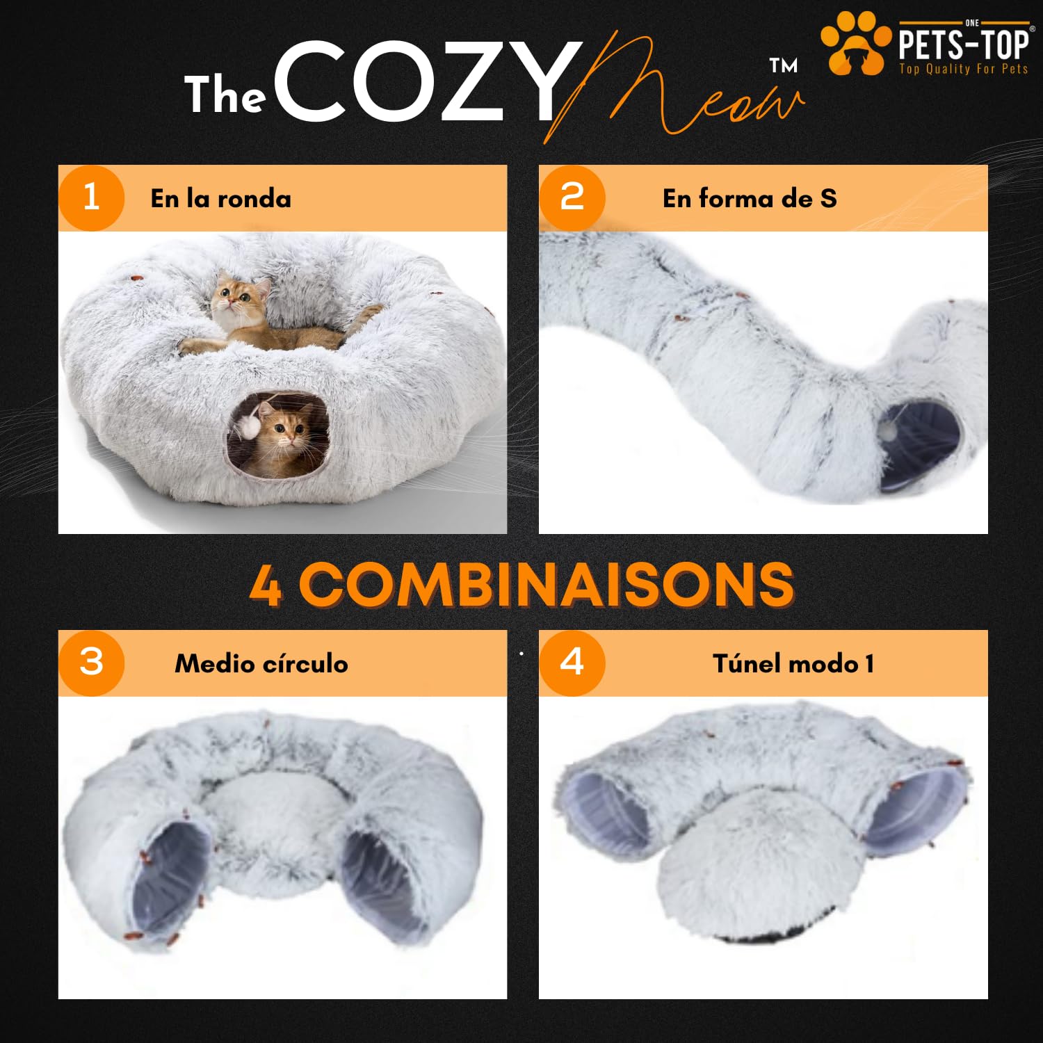 One PETS-TOP Tunel para Gatos Plegable con Juguetes - Ideal para Interior y Exterior - Diversión y Ejercicio - Tubos y Túneles de Juego para Gato y Conejos - Tunel Gatos Exterior Grande