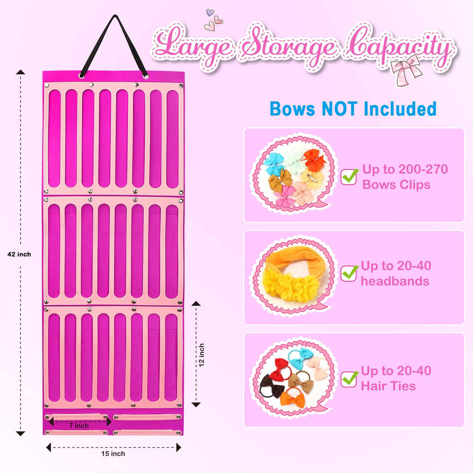 Supporto per Capelli | Organizzatore per Fiocchi per Capelli, Portatile, Clip per Capelli, Gancio per Fiocco e Fermaglio per Capelli, Organizer per Fasce, bracciali, Orologi