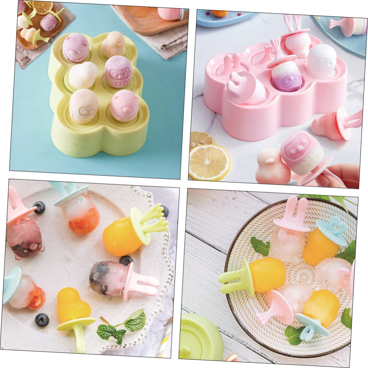 4ensembles Moules à Glace Silicone Lot de Design Animalier pour Soi-même Glaces Yaourts et Glaçons