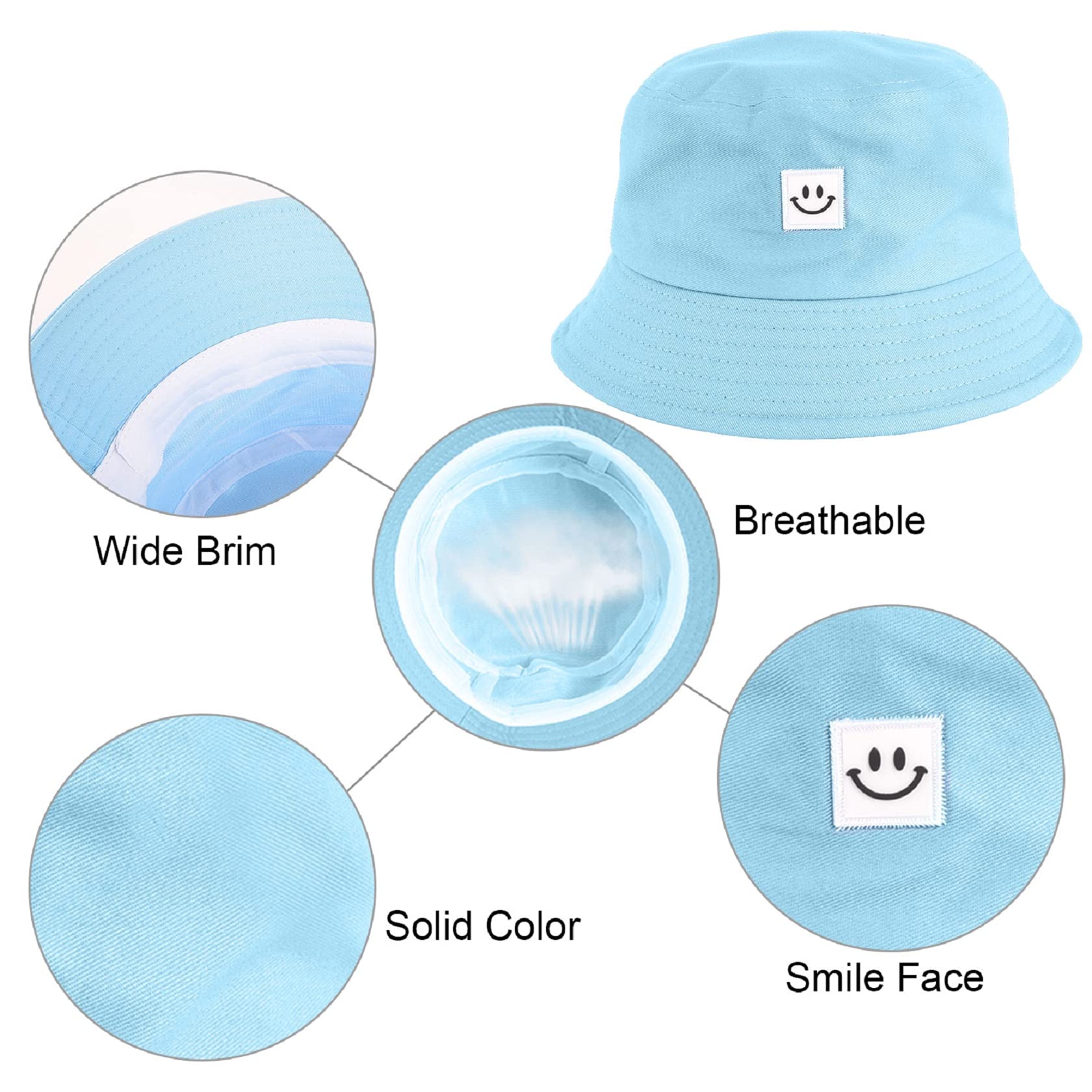 Tuopuda Cappello Pescatore Uomo Donna, Pieghevole Cappello da Pesca in Cotone Cappelli da Spiaggia Protezione del Sole Bucket Hat per Escursionismo Campeggio Viaggio Pesca 56-58cm