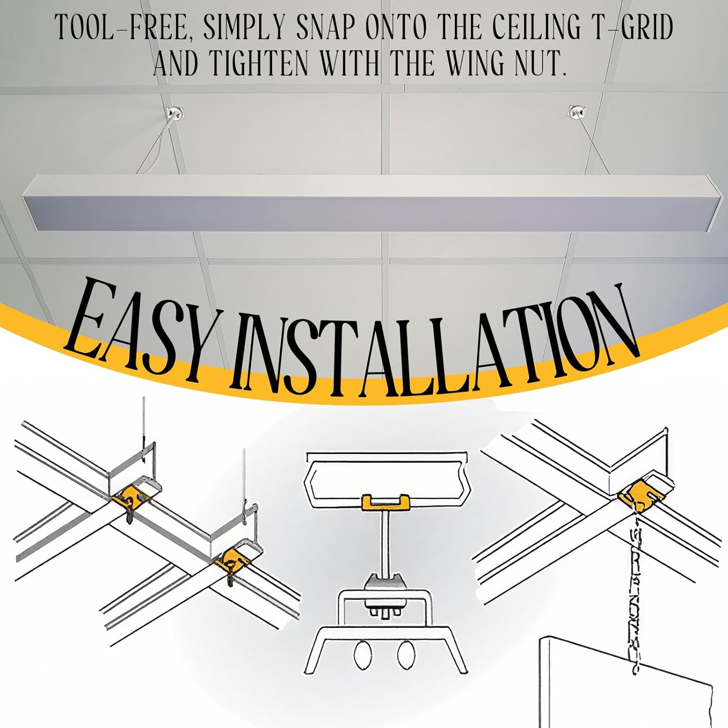 Silkfly 10 Pcs Spring Steel T Bar to Electrical Fixture Twist Clip with Wing Nut, Mounting Clip for Installation of Suspended Drop Ceilings for 15/16 Inch T-grid Quick Easy Installation Light Fixtures