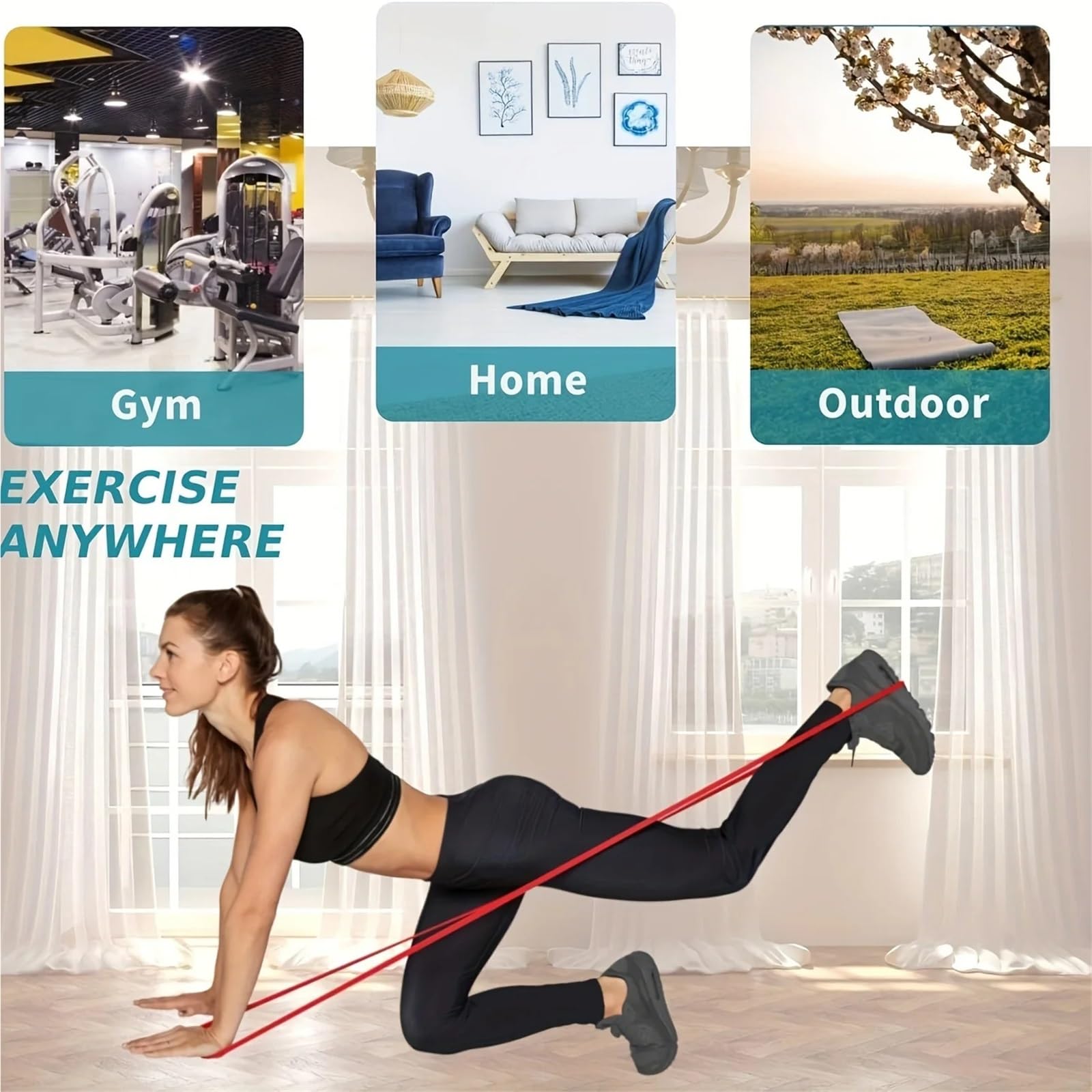 FitnessbäNder 1-teiliges Stapelbares Tension-TPE-Widerstandsband-Set | For Heimgymnastik, Muskelkraft, Körperdehnung, Yoga