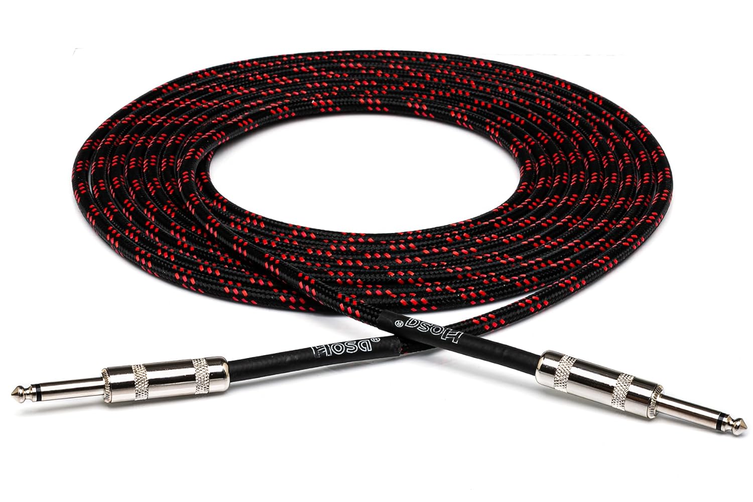 Hosa 3GT-18C5 Cloth Guitar Cable, Hosa Straight to Same, 18 Feet, Black/Red