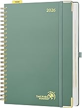 POPRUN 2026 Large A4 Day to View Diary 12" x 8.7" - Spiral Hardback Cover, 1 Page per Day, Jan 2026 to Dec 2026-12 Months, with Bookmark Ruler, 80gsm Paper, Midnight Green