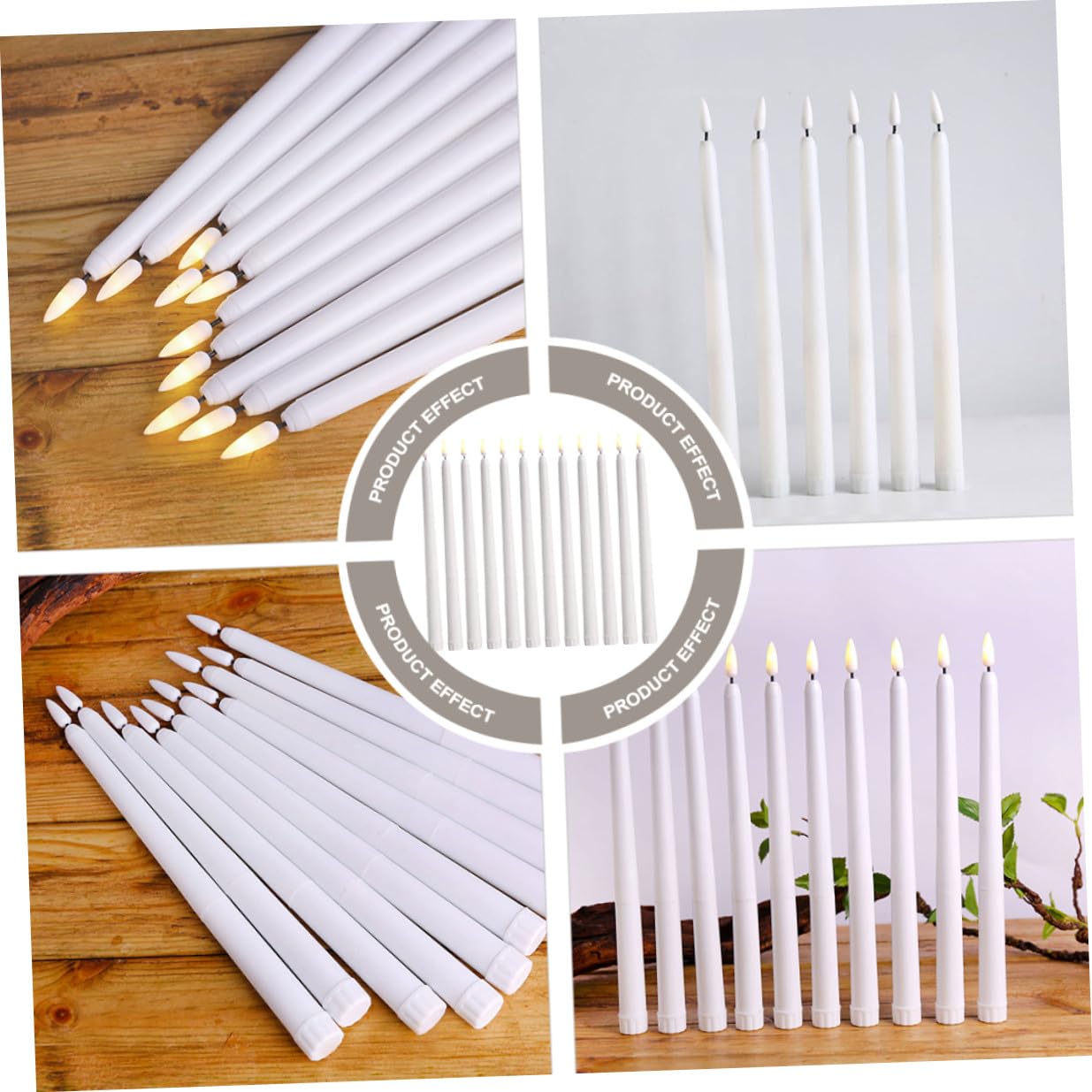 12 Stück LED Kerzenlichter mit Langem Stab Warmweiß Flackernd Elektronische Dekorative Kerzenleuchte für Halloween Hochzeit und Party