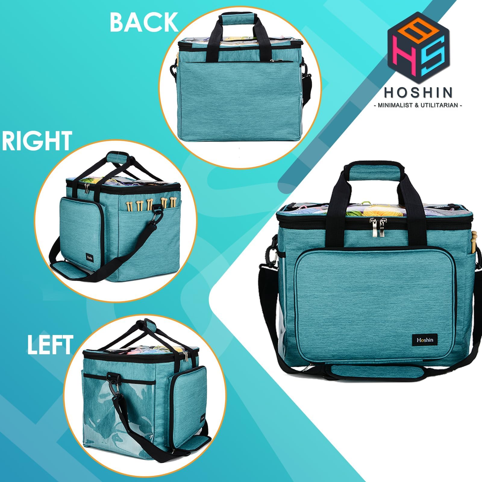 Bolsa Labores, Honshin Bolsa para Accesorios de Costura Portátil para Crochet Guardar Lanas y Agujas Proyectos(Verde)