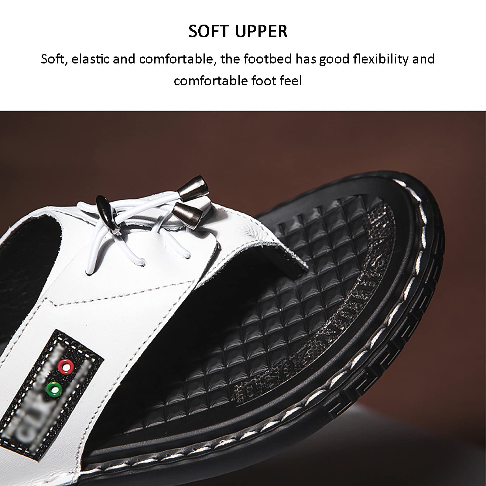 G&F Uomo Infradito Pelle Sandali Morbido Punta Clip Pantofole Estate Spiaggia Piscina All'aperto Interno (Color : White, Size : 41)