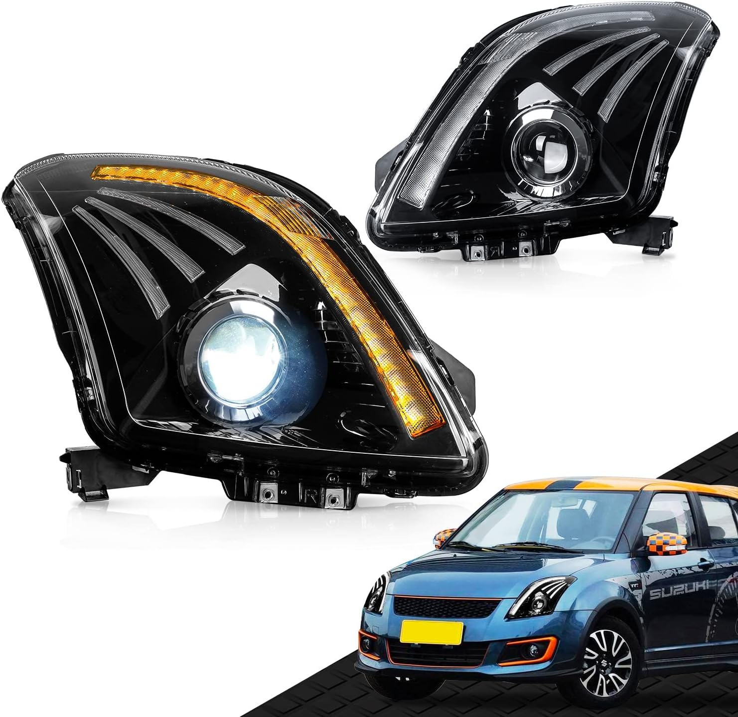 Amazon Archaic スイフト ヘッドライト ZC11S/ZD11S/ZC21S/ZD21S/ZC71S型 全LED 流れる