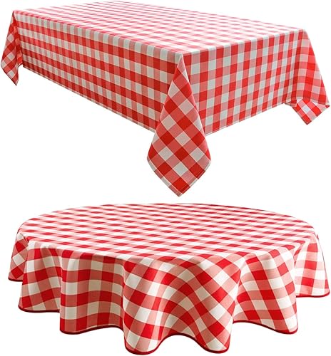 Hiasan Mantel a cuadros impermeable, mantel a cuadros para comedor, fiesta, picnic al aire libre, rojo y blanco