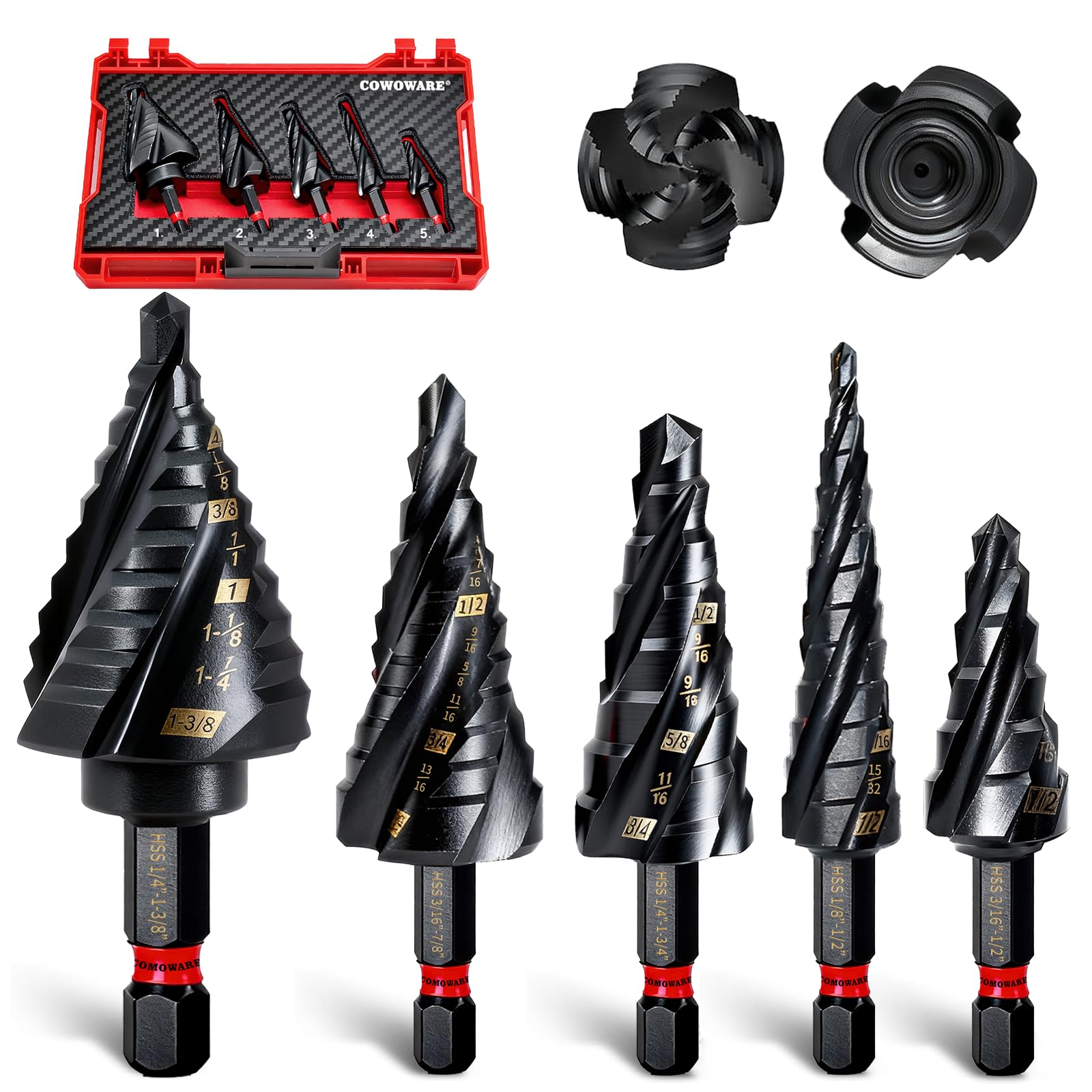 HSS Step Drill Bits - Metal Cutting 10-Piece -12