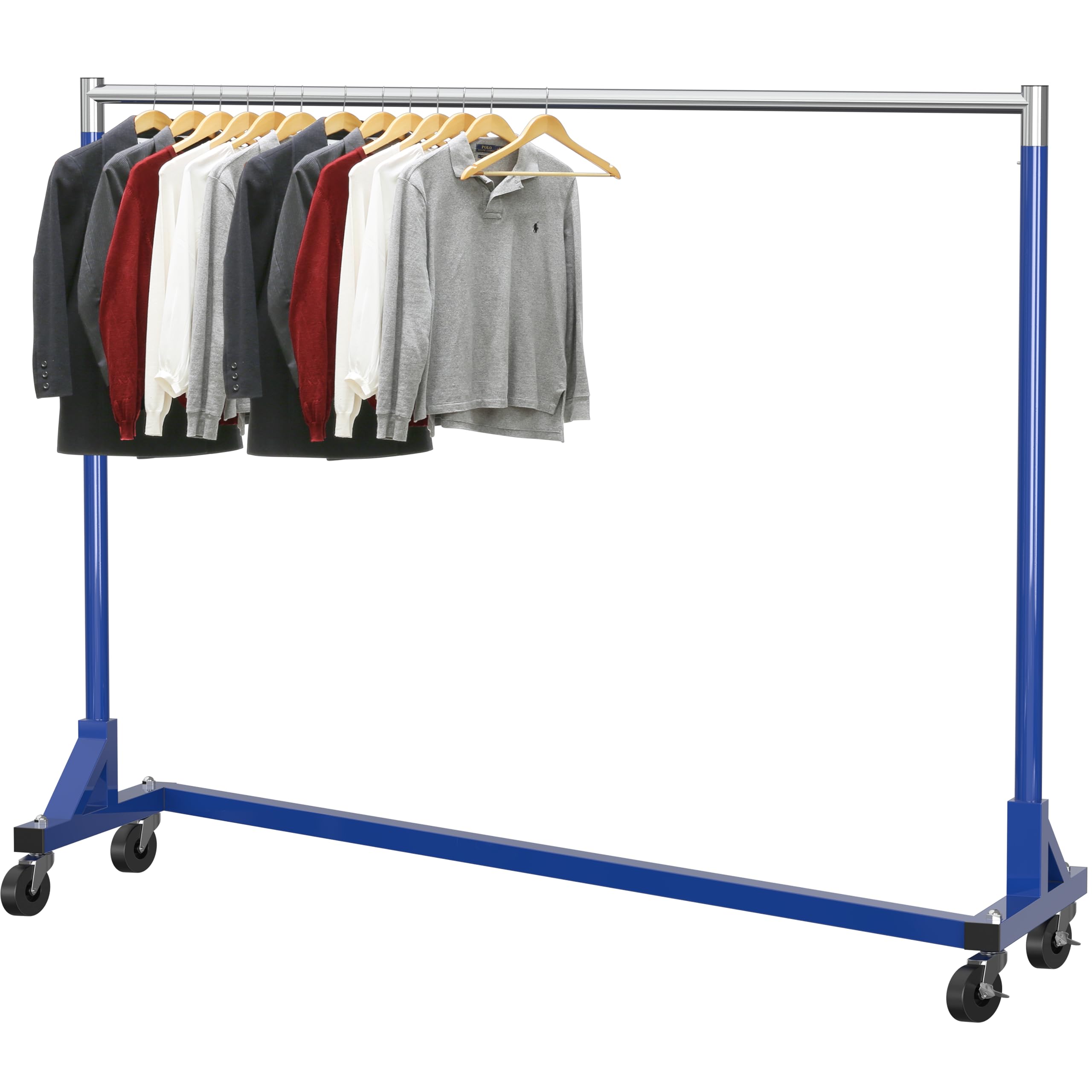 Simple Houseware Industrial Grade Z-Base Garment Rack, 500lb Load with 63 Inches Extra Long Bar, Blue