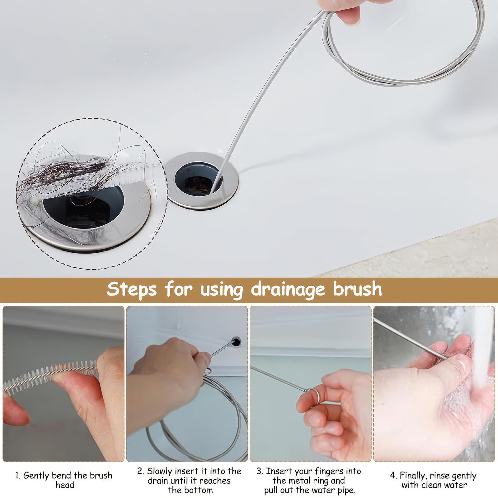 8 Pz Stura Lavandini e Scarichi, Sonda Sturatubi, Sturalavandini Disgorgante Lavandino Stura Lavandino Strumento Professionale, Molla Sturatubi, Stura Tubi di Scarico per Pulizia Bagno Vasca Doccia