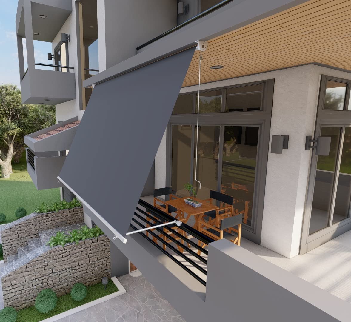 Tenda da sole a caduta con bracci 300cm telo impermeabile grigio Golisa