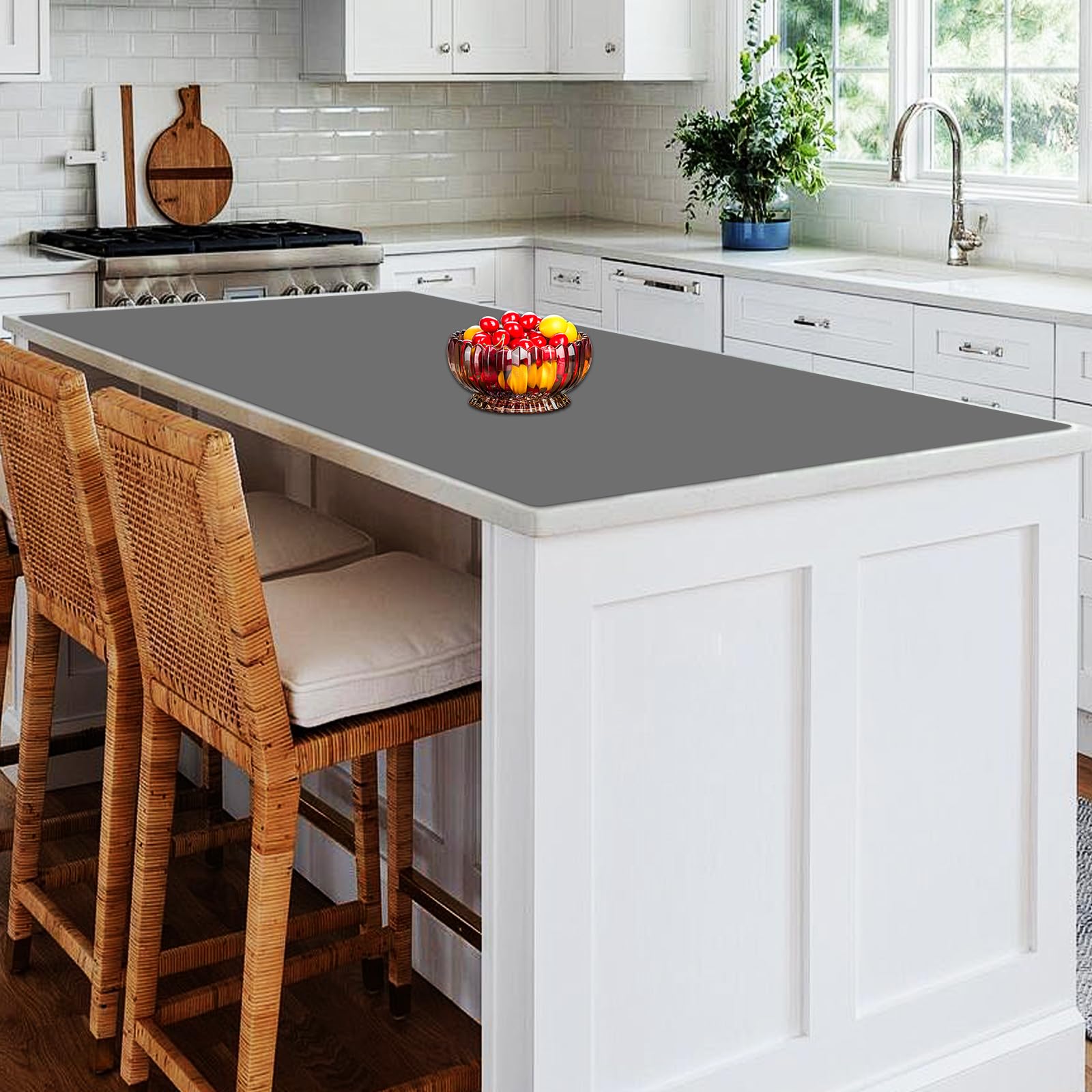 Extra Large Silicone Mat, 78.7''x23.6''(200cmx60cm) Heat Resistant Mats for Countertop, Waterproof Countertop Protector Mat, Cuttable Kitchen Countertop Mat, Silicone Mat for Kitchen Island, Dark Gray
