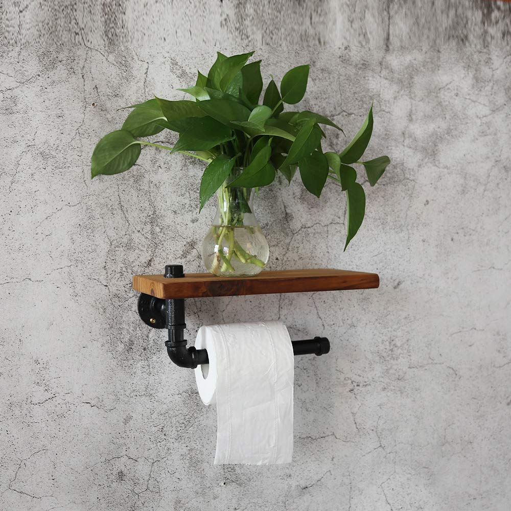 Toilettenpapierhalter Mit Regal Aus Walnuss | Industrielles Design, Ablage Für Handy & Zubehör