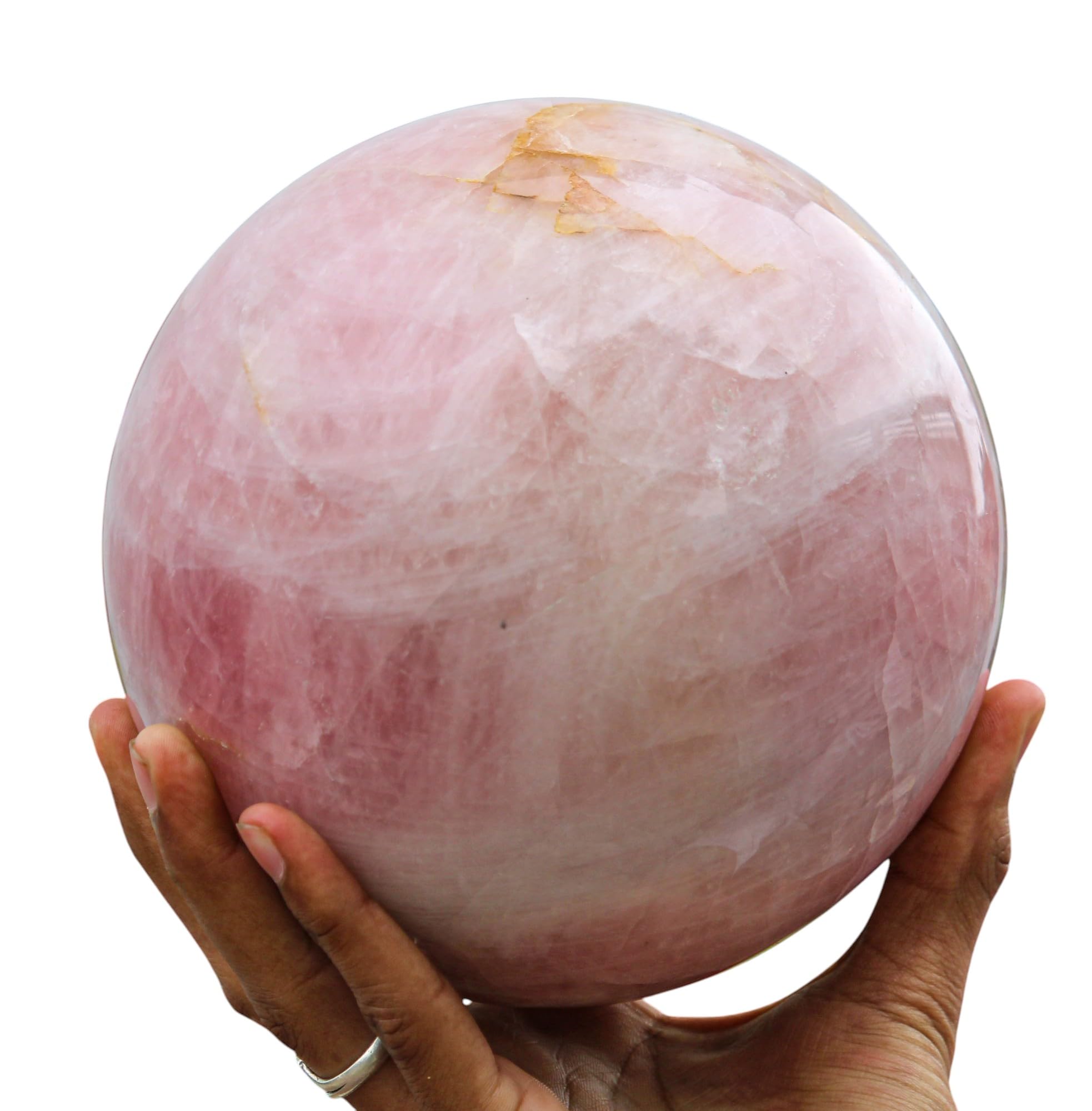 Polished Natural Pink Rose Quartz Crystal Chakras Healing Metaphysical Stone Sphere Large (155mm/11.4lbs) Meditation Feng Shui Aura Indoor Ball