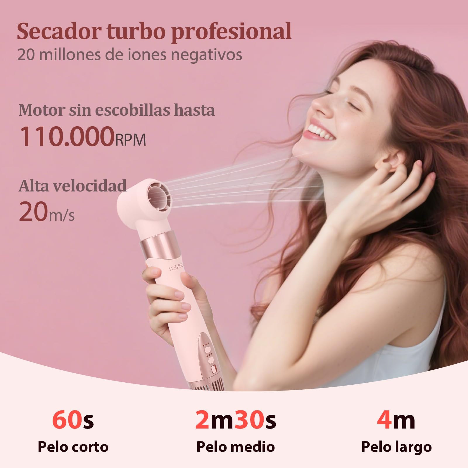 Sonew Estilizador de Pelo 9-en-1 Multi Hairstyler, 110.000 rpm, Cepillo Alisador, Iones y Secador, 68 mm/48 mm/32 mm/25 mm