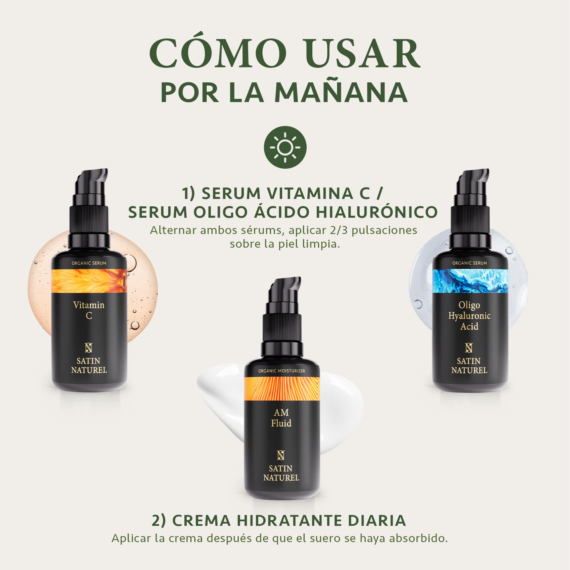 Satin Naturel Gift Set for Women – 3×30 ml Beauty and Wellness Set – Vitamin C Serum, Hyaluronic Acid Serum & Facial Fluid with Ceramides Based on Organic Aloe Vera — view 3
