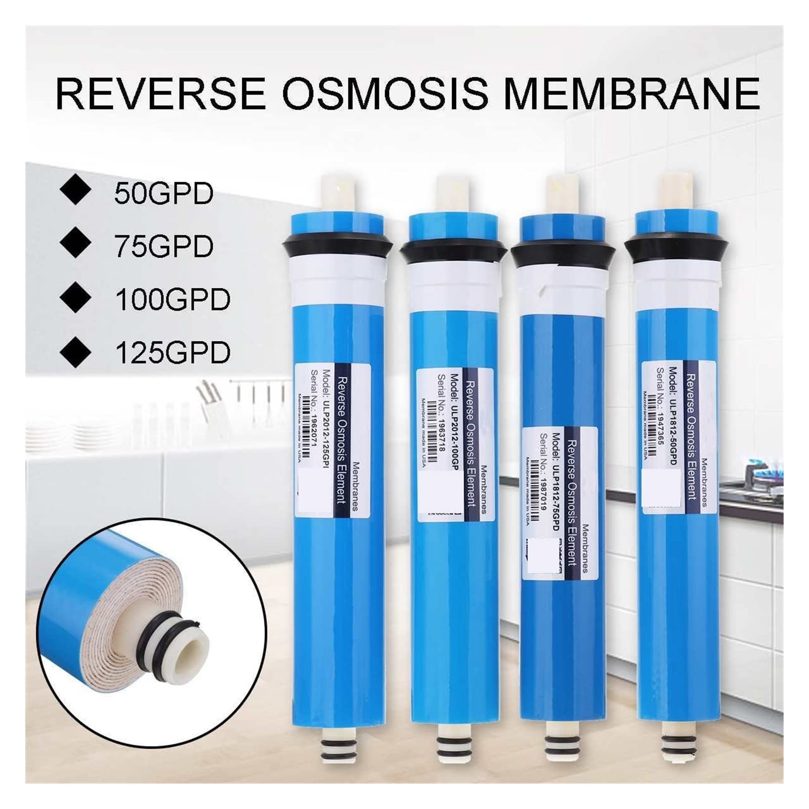 Strona główna kuchnia odwrócona osmoza RO wymiana membrany System wody filtr oczyszczający uzdatnianie wody pitnej 50/75/100/125GPD System filtrowania wody(3012 400GDP)
