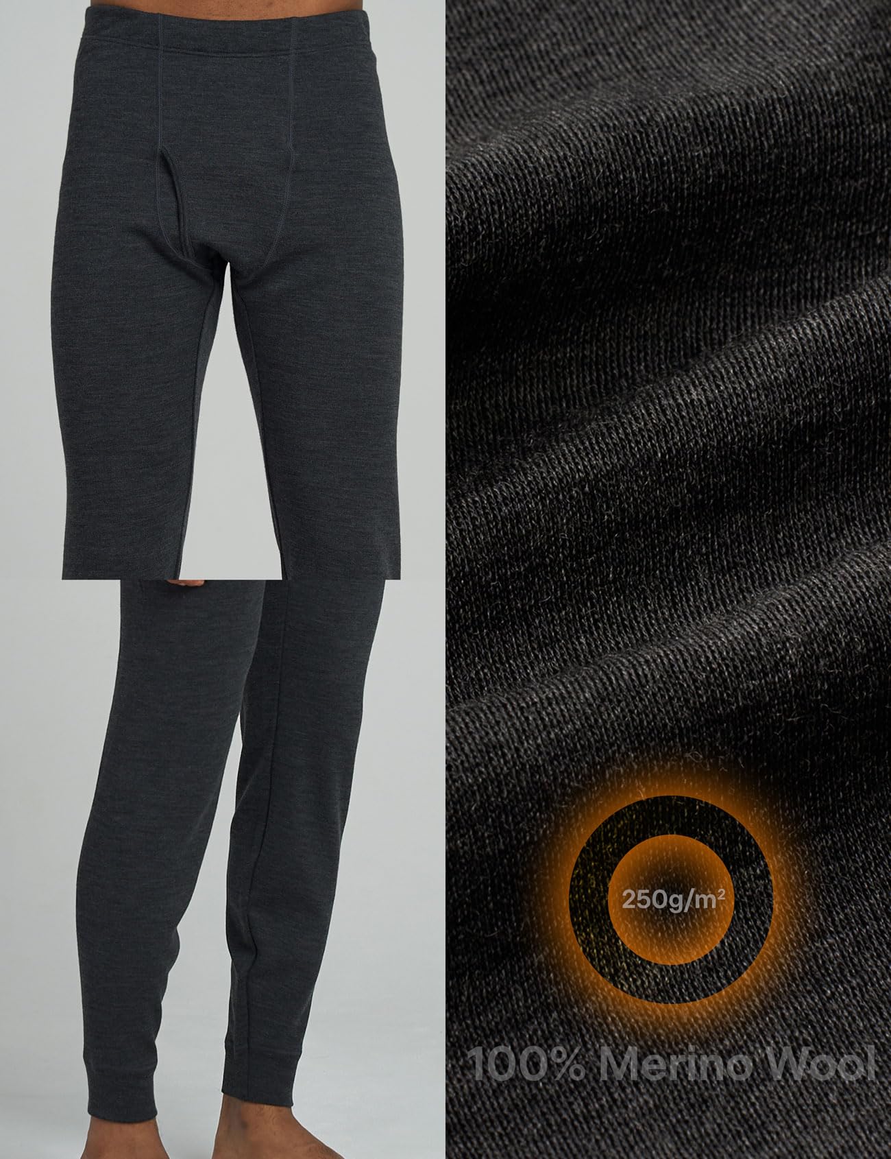 LAPASA 100% Lana Merino Calzamaglia Termica Lunghi Peso Medio Pesanti M30 M68 - Abbigliamento Termico Leggings Invernali Trekking Running Montagna Sci Snowboard