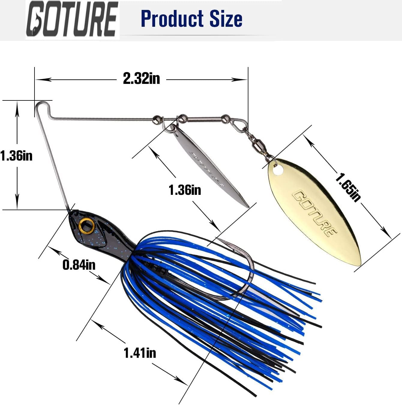 Goture Bass Fishing Lures Spinner Baits Kit Jigs for Bass Fishing Bladed Freshwater Saltwater Metal Double Willow Blade Spinnerbaits Rooster Tail for Salmon Pike Trout Walleye Jigs（3/8 1/2oz） : Sports & Outdoors