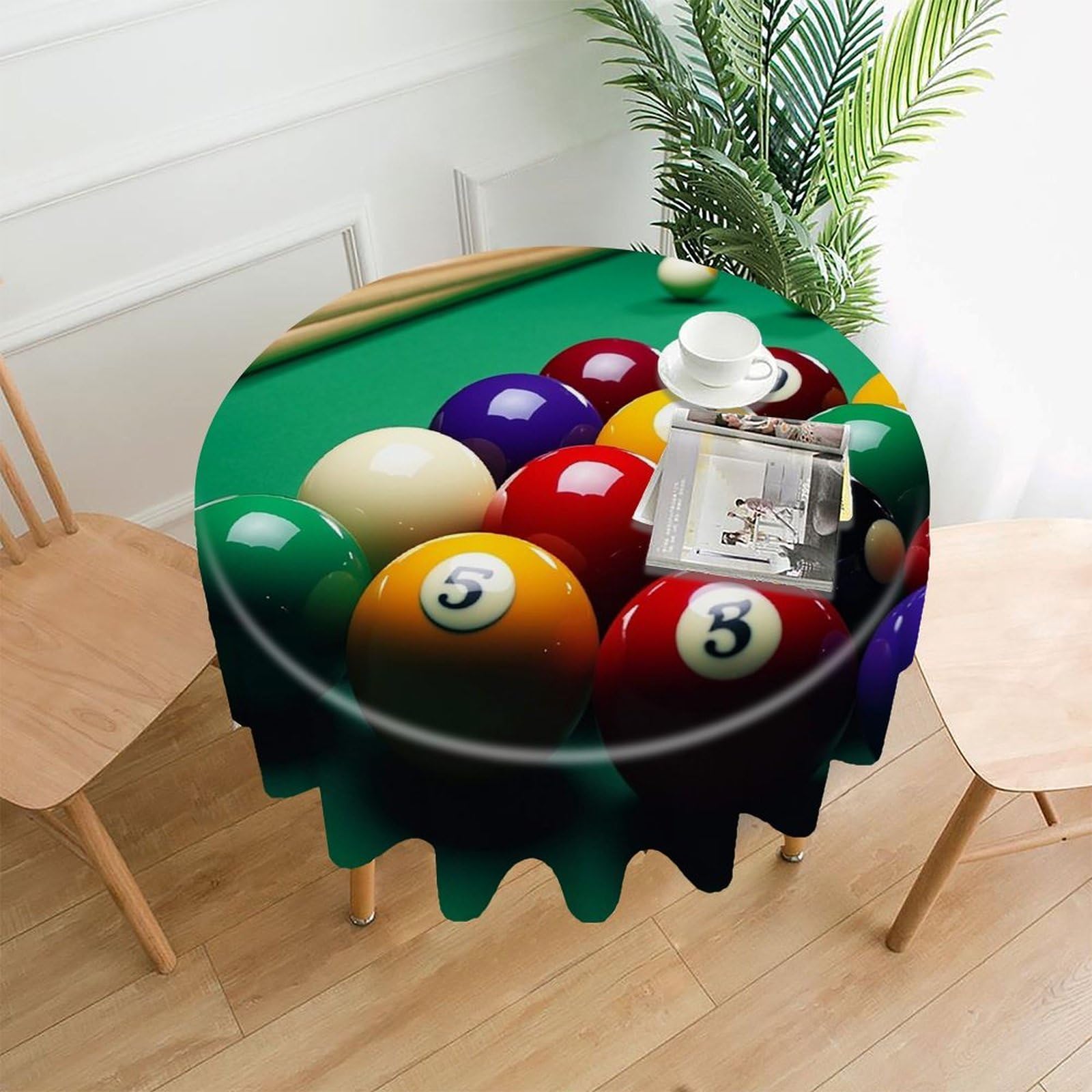 FekiLoot Billiards Tablecloth Decorative Round Table Cloth Wrinkle Resistant Washable Circle Table Cover Round Tablecloth for Picnic Party Camping Dining 60 Inch