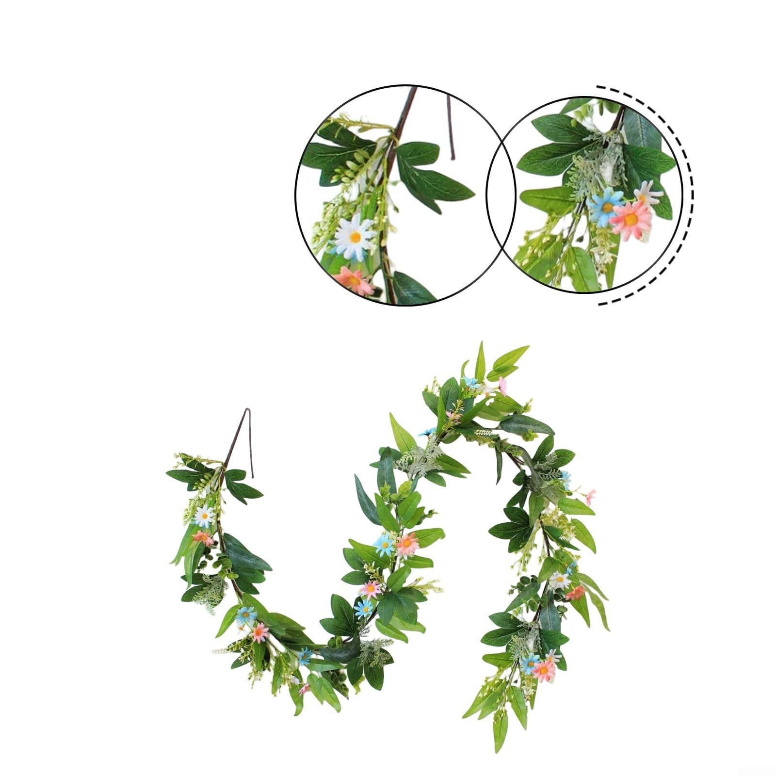HpLive 180 cm, in rattan sintetico, foglie verdi, lilla, piante acquatiche, ghirlanda, decorazione paesaggistica, fiori artificiali per giardini e interni