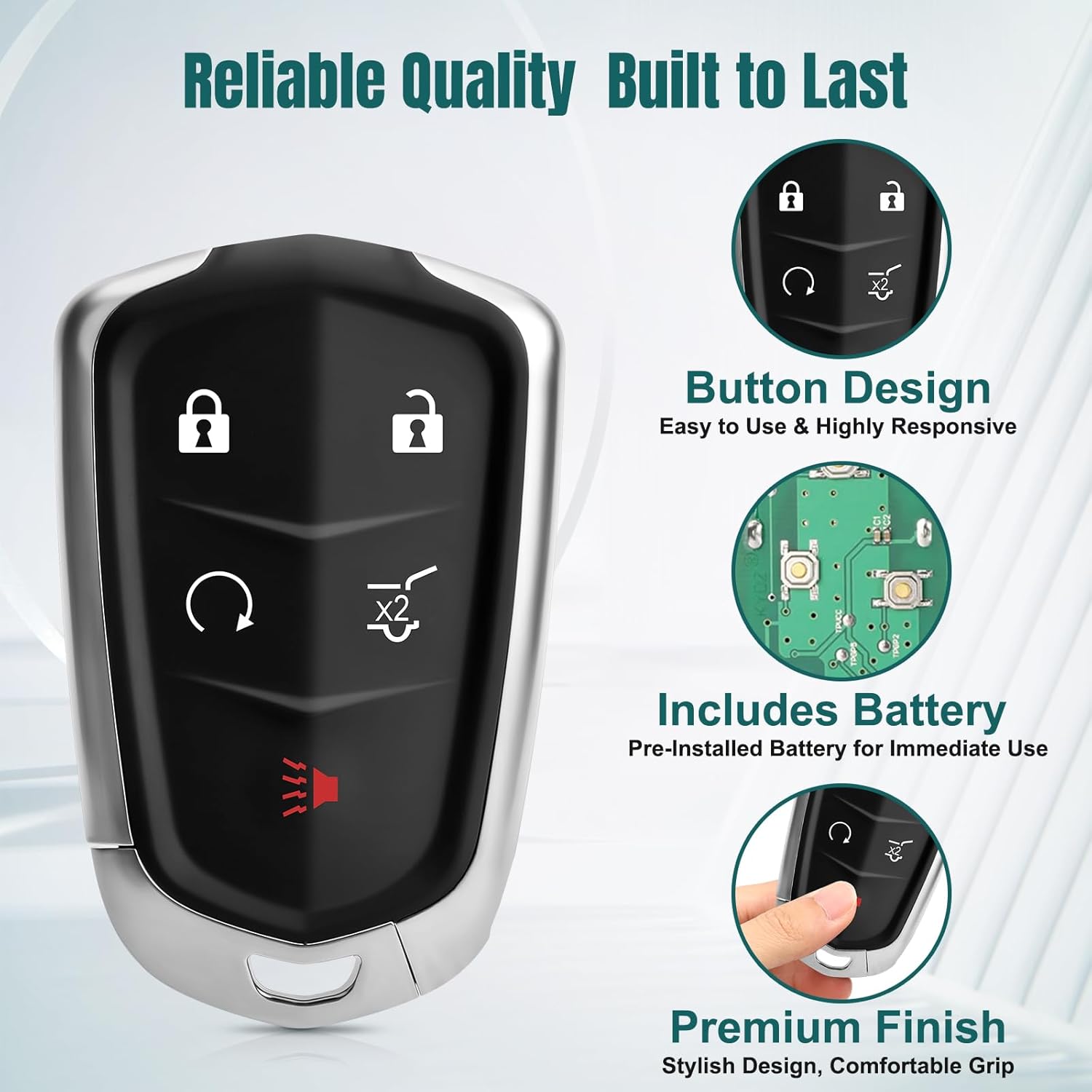 Key Fob, Keyless Entry Remote Fits for Cadillac XT5 2017 2018 2019, XT4 2019, Smart Proximity Key Fob Replacement HYQ2EB 13510245 433Mhz - Image 5