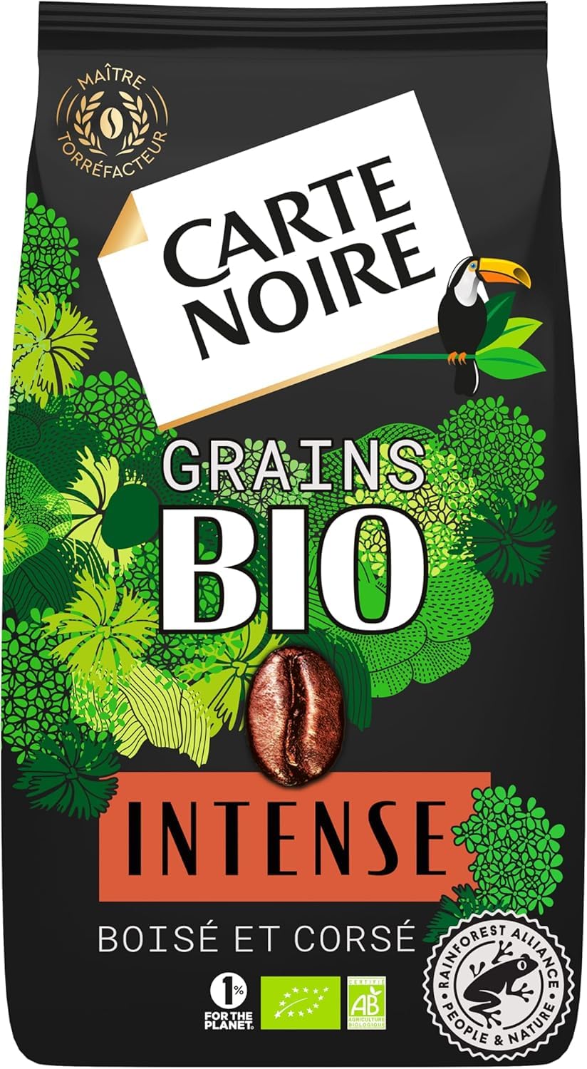 CARTE NOIRE - Bio Intense - Café en Grains Torréfiés - Pur Arabica Biologique - Paquet de 6 kg