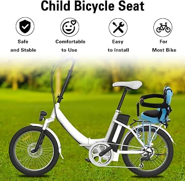 Futchoy Child Bike Seat, Rear Mounted Child Bike Seats, Back Mount Kids Seat with Non-Slip Armrests/Pedals Padde/Seat Belt/U-Shaped Guardrail, Suitable for Children Aged 1-6