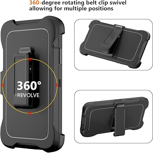 Miniatura 7 de Funda para iPhone XR de 6.1 pulgadas, con clip para cinturón, soporte con 2 protectores de pantalla de vidrio templado, a prueba de caídas, funda