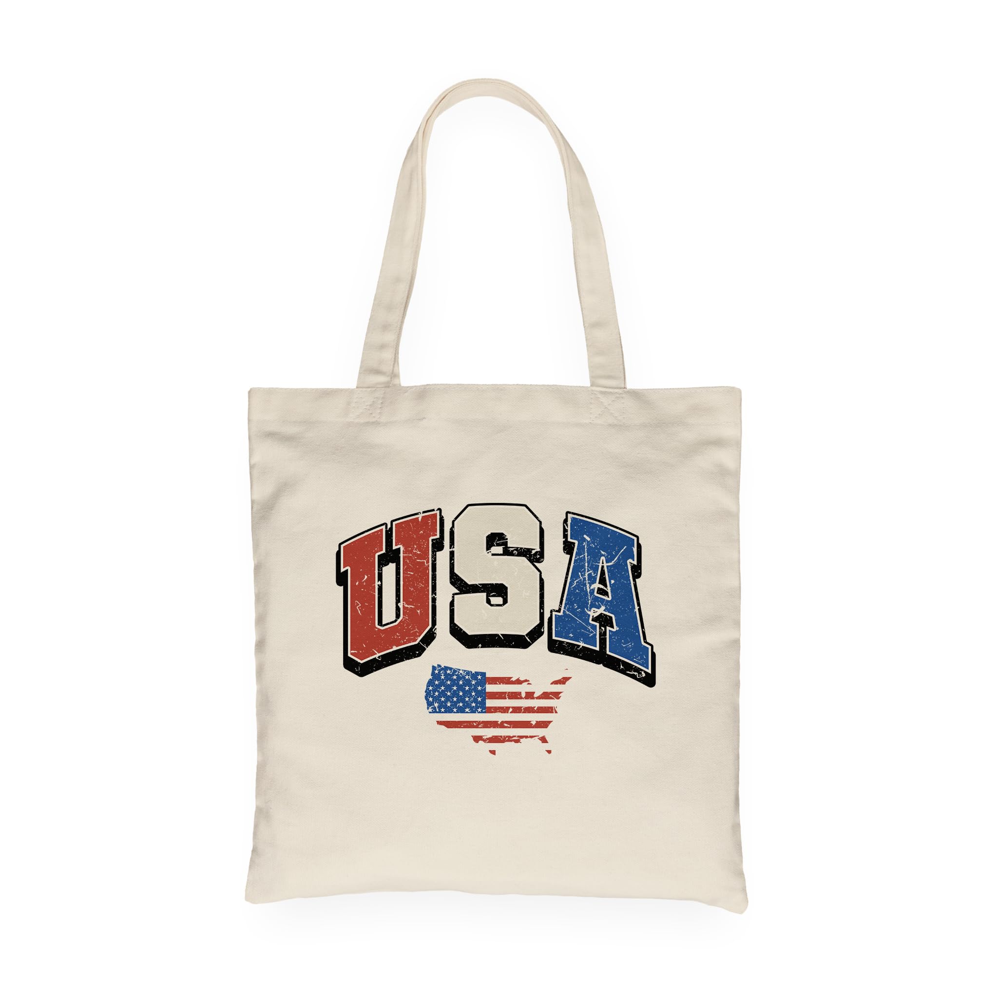 Retro USA Tote Bag, American Flag Map, Independence Day Bag, 4th Of July Gift for Her, Patriotic Rounded Canvas Tote Bag, Patriot MAGA Tote Bag, Celebrate Everyday Bag