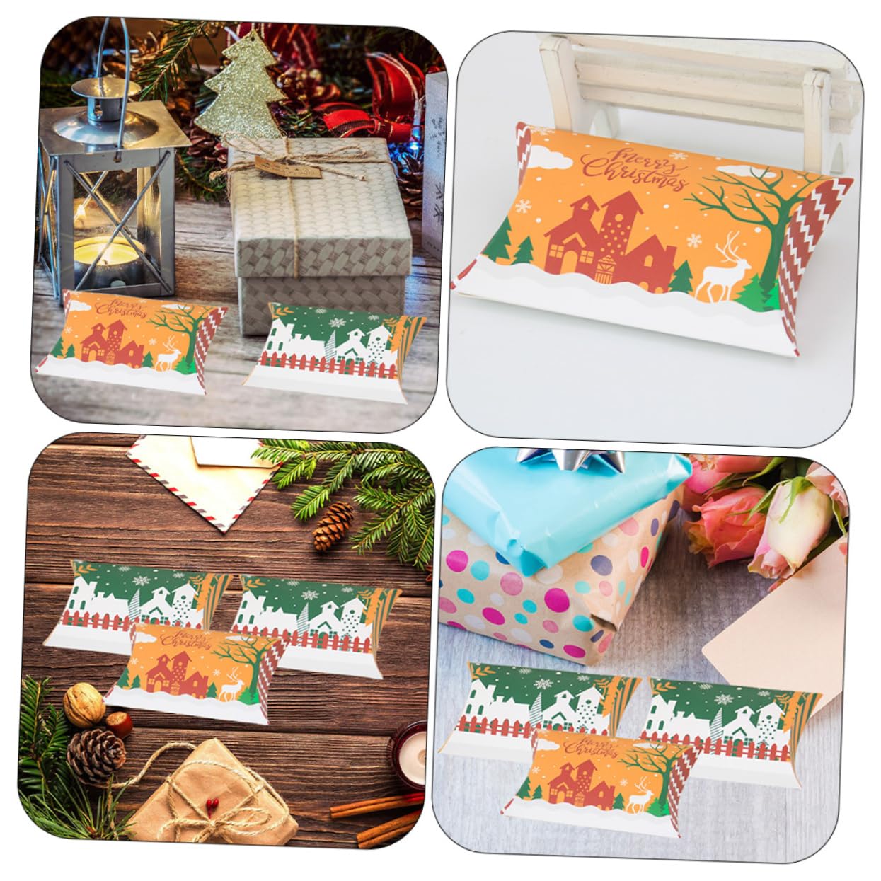 50pezzi Scatole Regalo Di Natale Scatole Di Caramelle Natalizie Di Carta Articoli Per Feste Porta Caramelle Regalo Creative